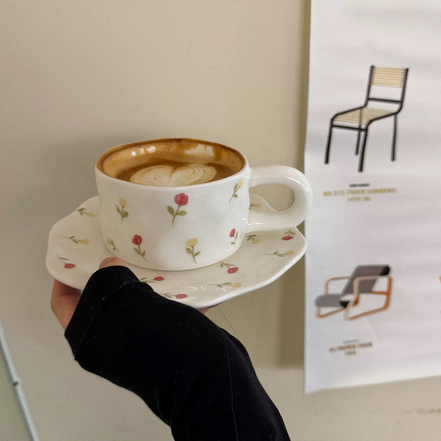 Handmade cup with flowers