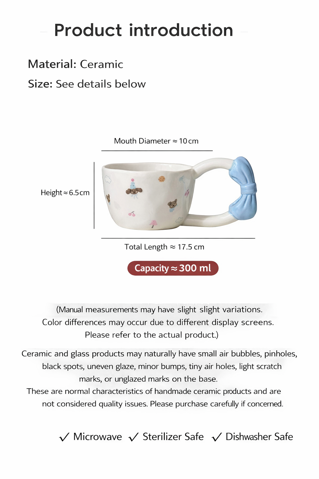 Cute Bow Handle Ceramic Mug