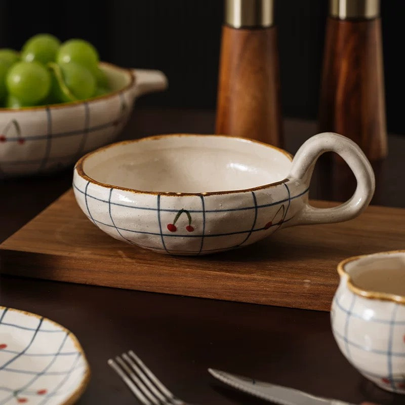 Handmade Japanese-Style Ceramic Bowl, Cup & Plate Set