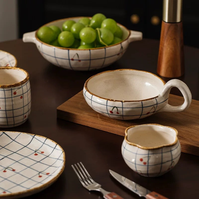 Handmade Japanese-Style Ceramic Bowl, Cup & Plate Set