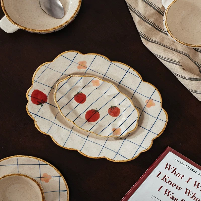 Handmade Japanese-Style Strawberry Ceramic Cup & Plate Set