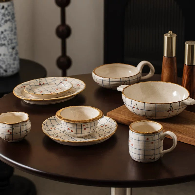 Handmade Japanese-Style Ceramic Bowl, Cup & Plate Set