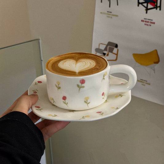 Handmade cup with flowers