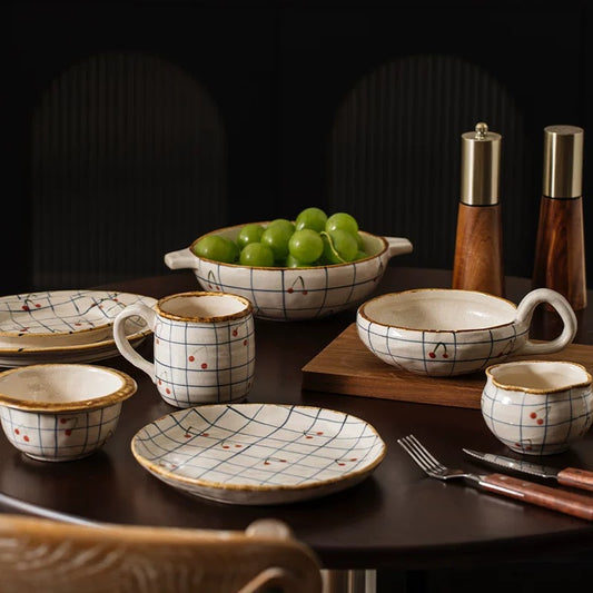 Handmade Japanese-Style Ceramic Bowl, Cup & Plate Set