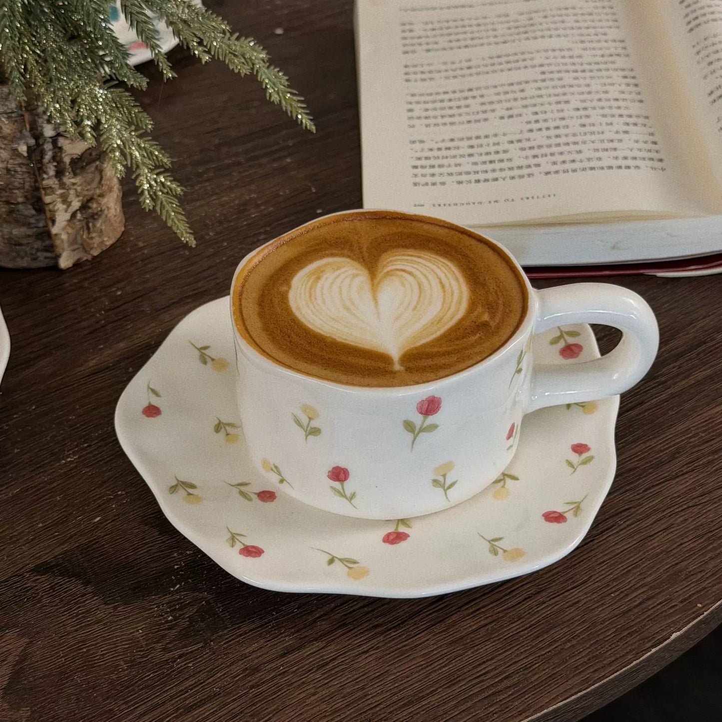 Handmade cup with flowers