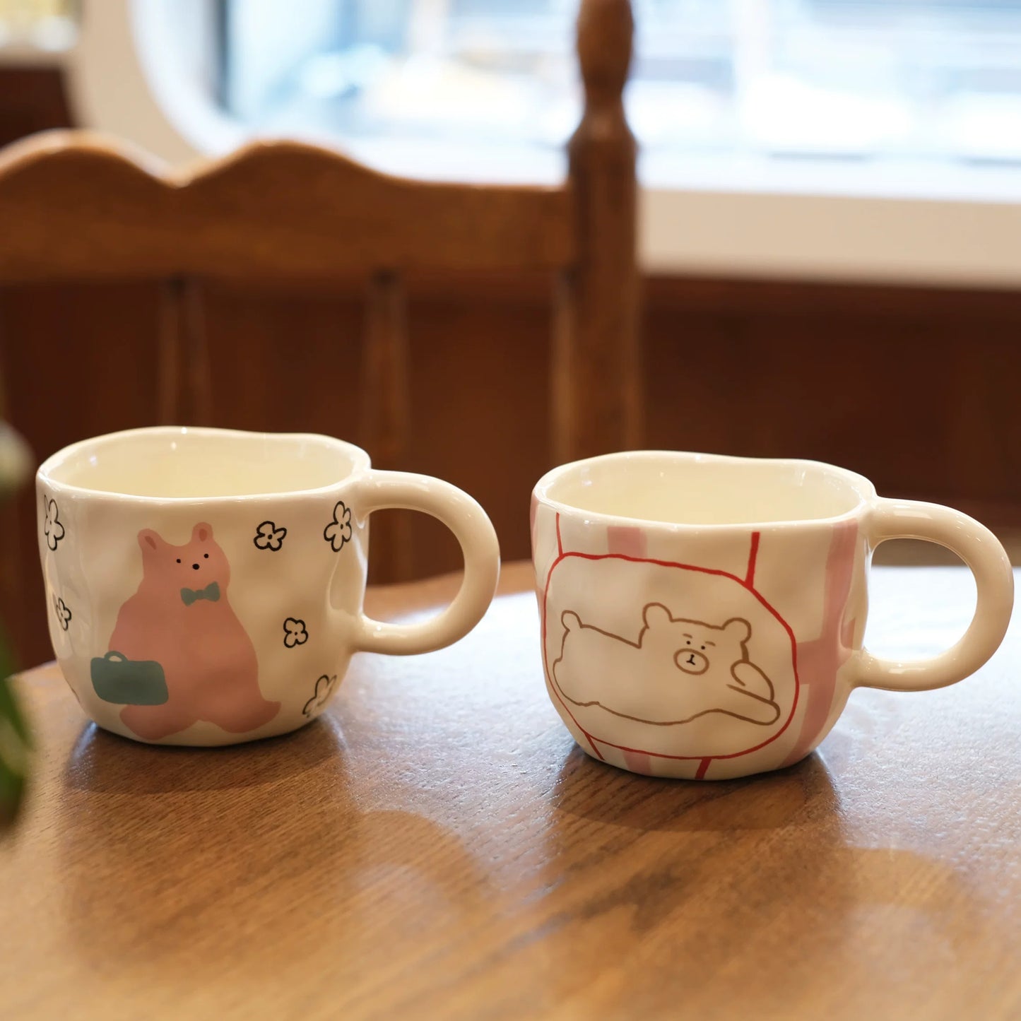 Korean-Style Cute Bear Irregular Ceramic Mug