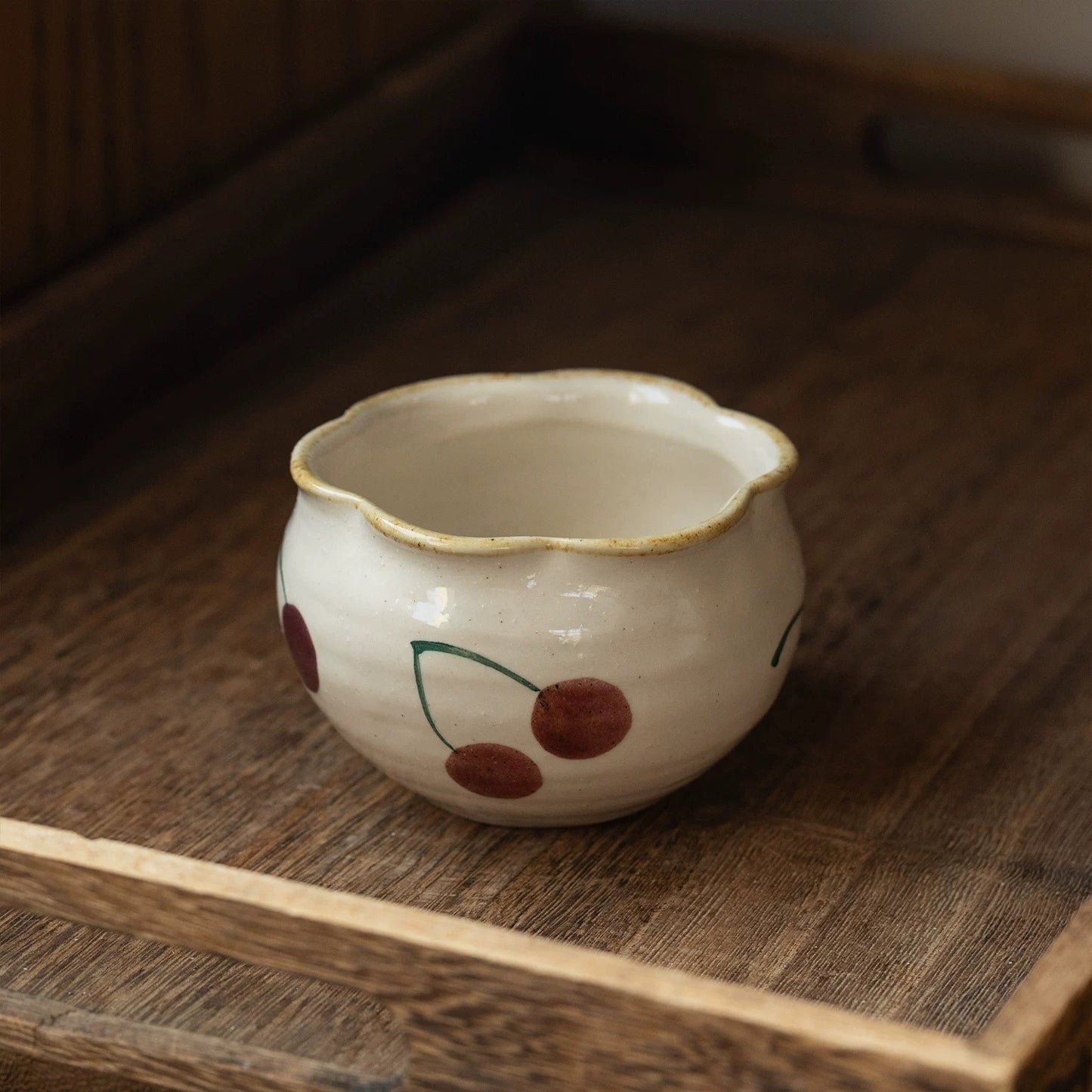 Handmade Japanese-Style Cherry Matcha & Coffee Cup Set