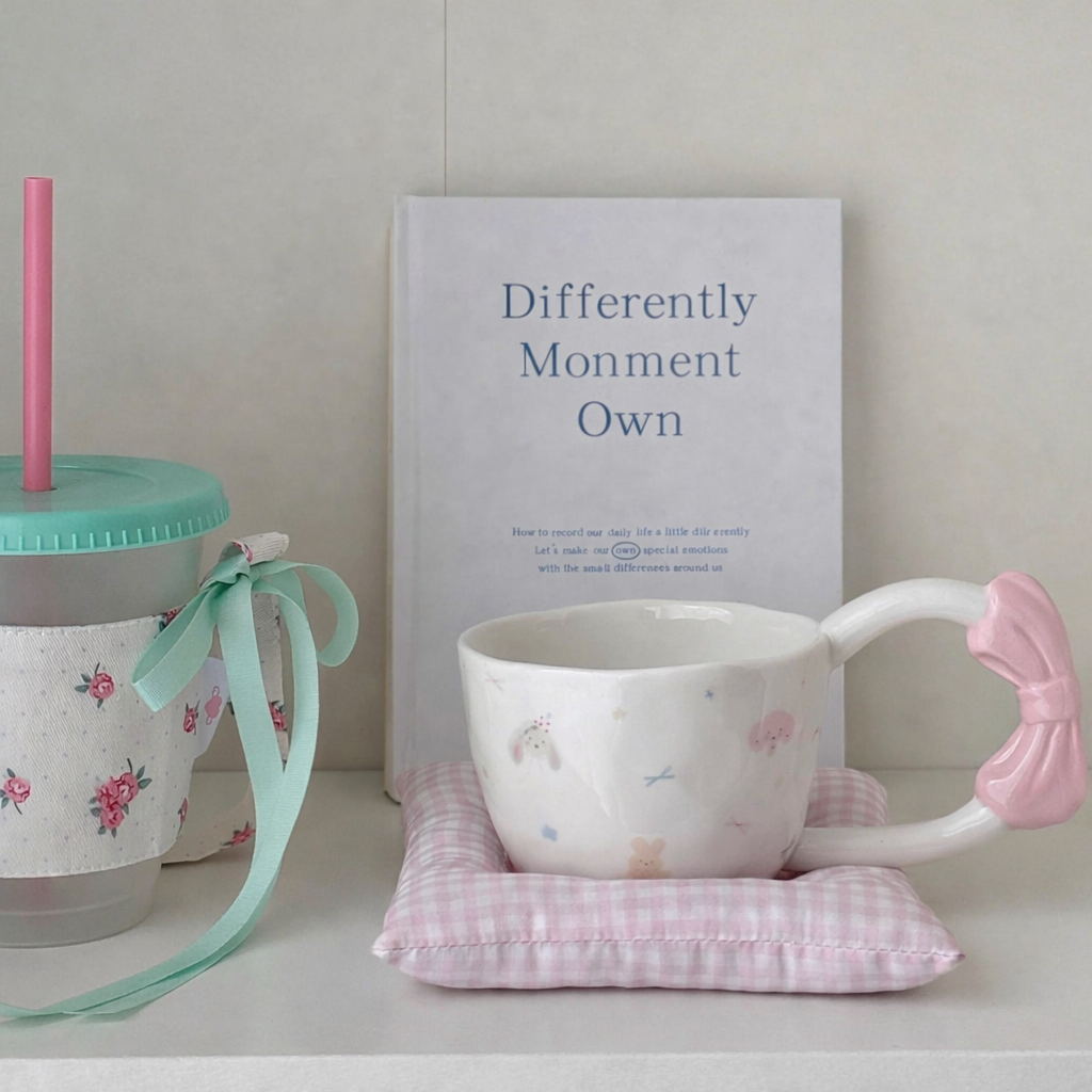 Cute Bow Handle Ceramic Mug