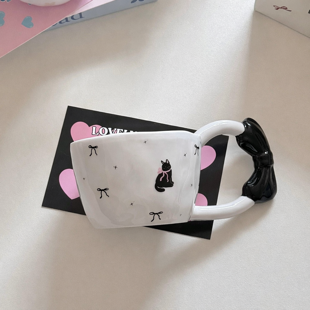 Cute Bow Handle Ceramic Mug