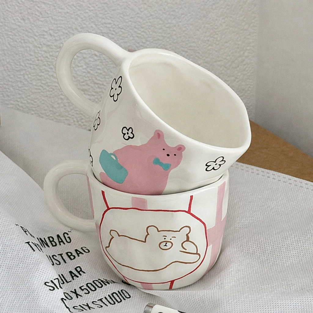 Korean-Style Cute Bear Irregular Ceramic Mug