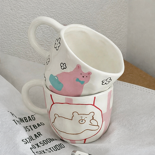 Korean-Style Cute Bear Irregular Ceramic Mug