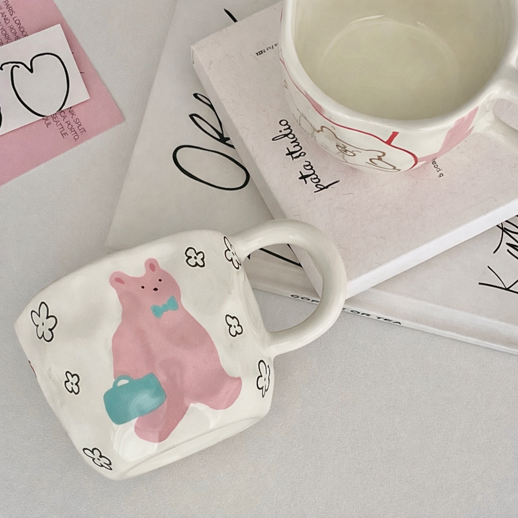 Korean-Style Cute Bear Irregular Ceramic Mug