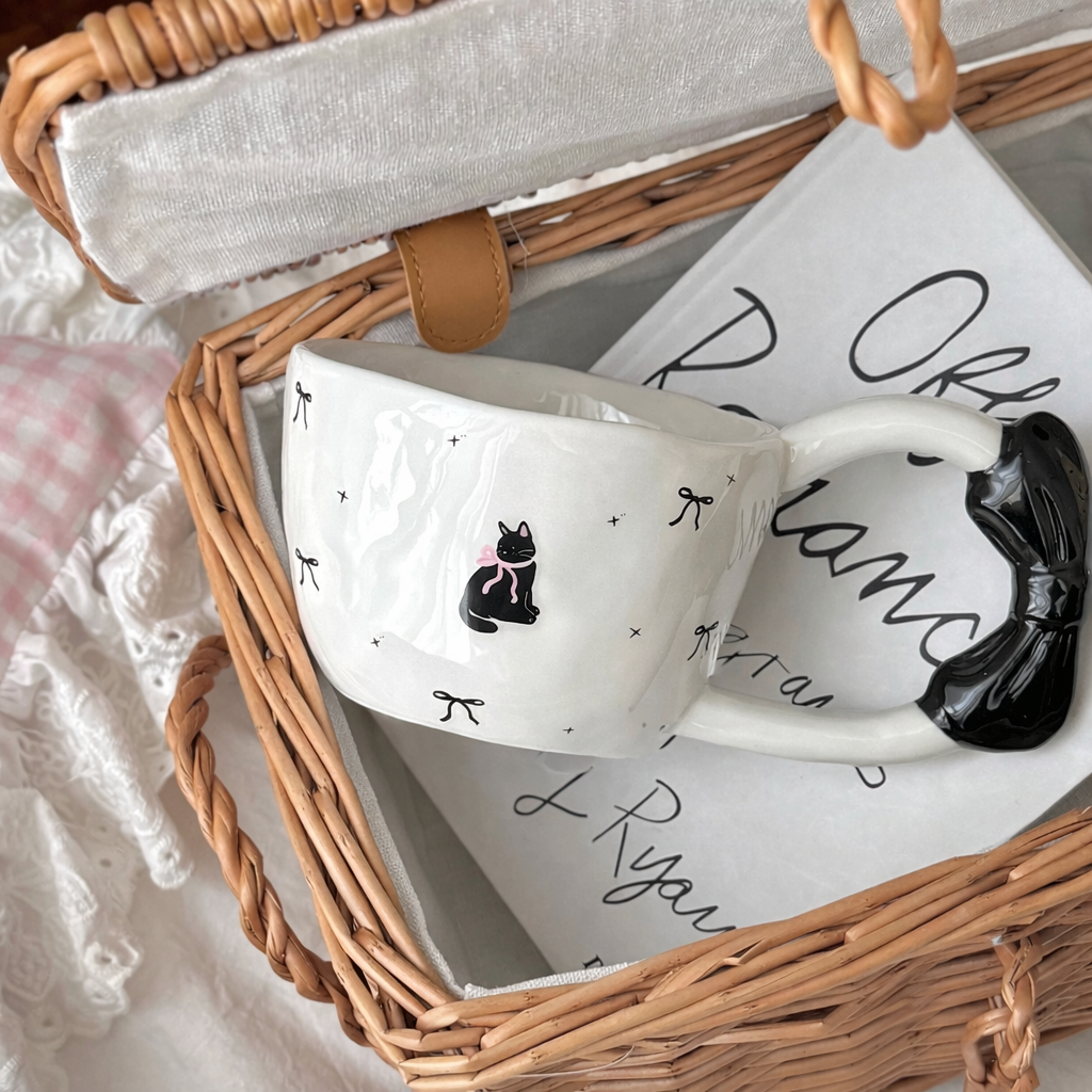 Cute Bow Handle Ceramic Mug