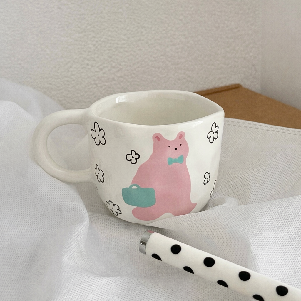 Korean-Style Cute Bear Irregular Ceramic Mug