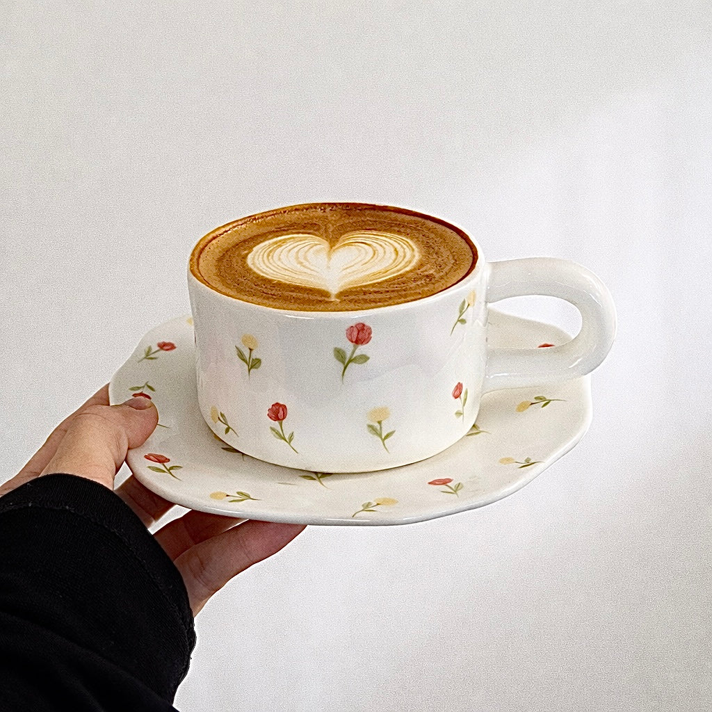 Handmade cup with flowers