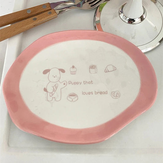 Cute Dog Ceramic Dessert Plate